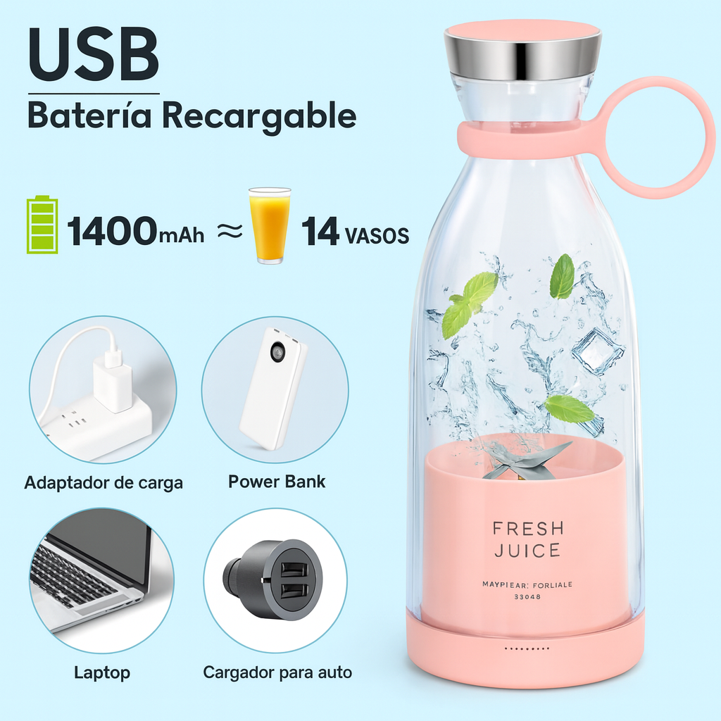 Batidora recargable portable de zumos