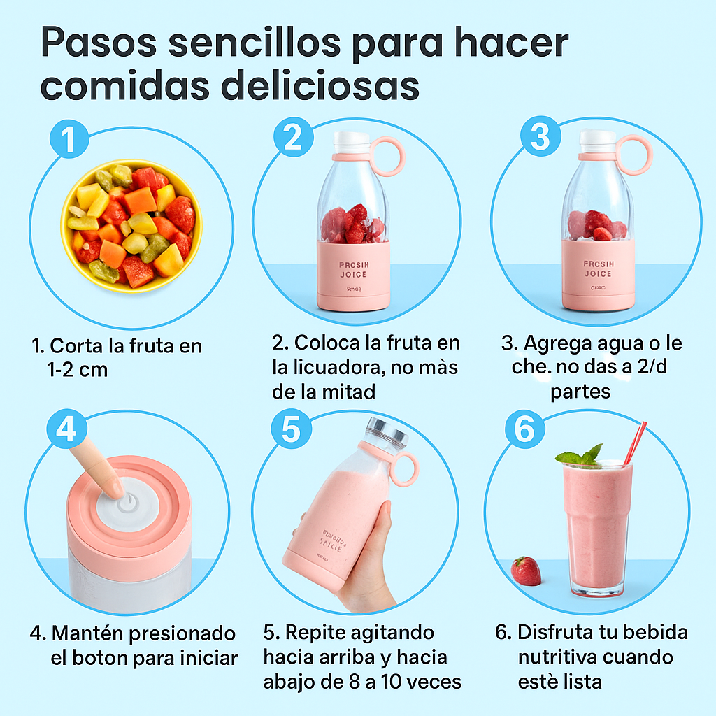 Batidora recargable portable de zumos